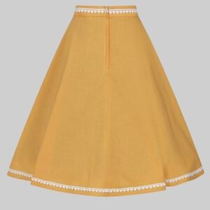 Collectif Orange A-Line Skirt with White Trim